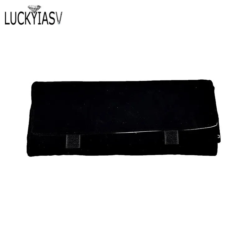 Fashion Black Velvet Zipper Jewelry Roll Bag