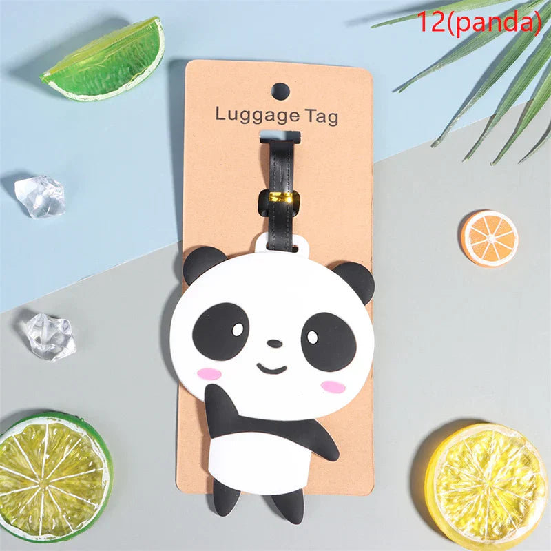 1PC Cute Cartoon Hawaiian Flamingo Silicone Luggage Tag