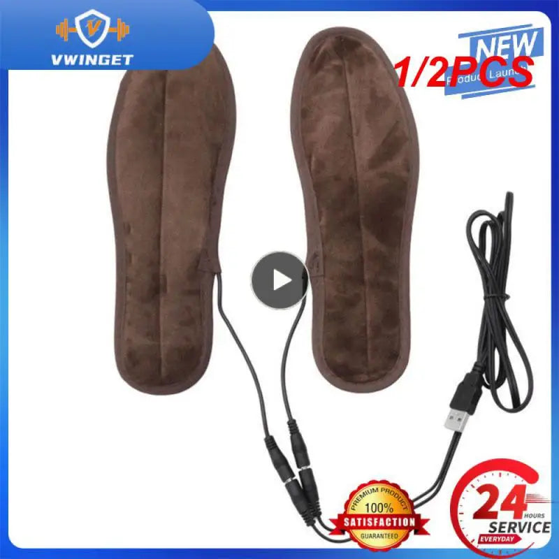 1/2PCS Heated Insoles Winter Shoe Inserts USB Charged