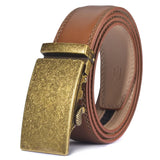 Plyesxale Brown Leather Belt Men 2024 Automatic Buckle