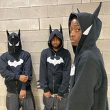 Y2K Zip up Hoodie Harajuku Bat Animation Flocking