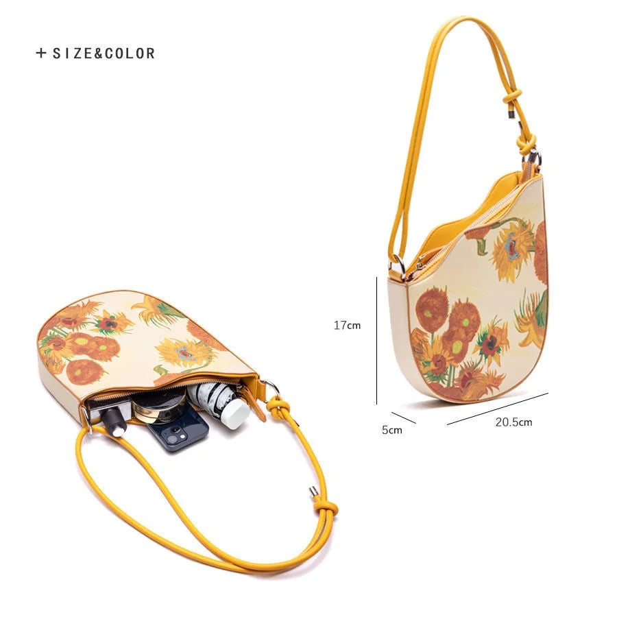 Flower Printing Women's Shoulder Bag Designer Novelity Gothic Wand Handbags Mini Cute Lipstick Purse Yellow Strap Spring 2023