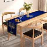 Hanukkah Linen Table Runner Party Table Decor Menorah