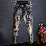 Tapered Graphic Jeans for Men with Print Hip