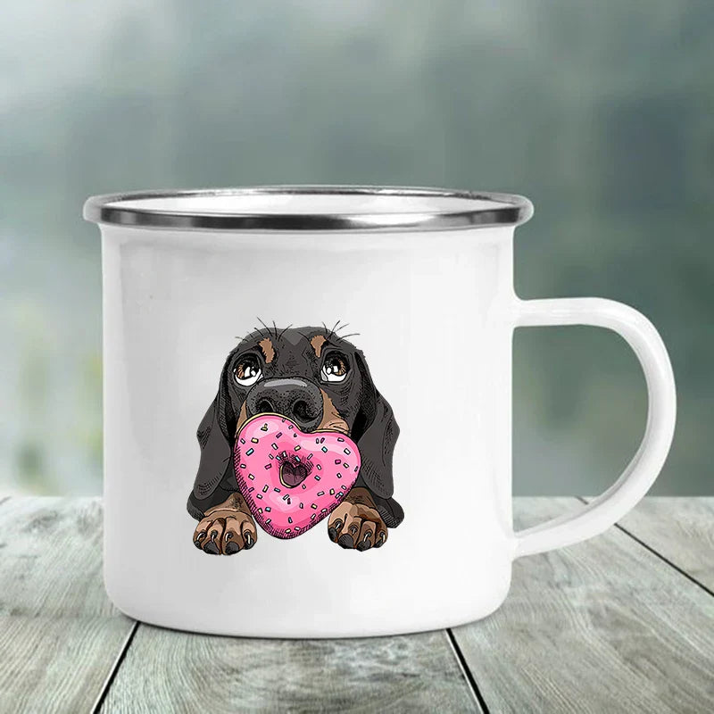 I Love Dachshunds Printed Enamel Mug Creative Glass