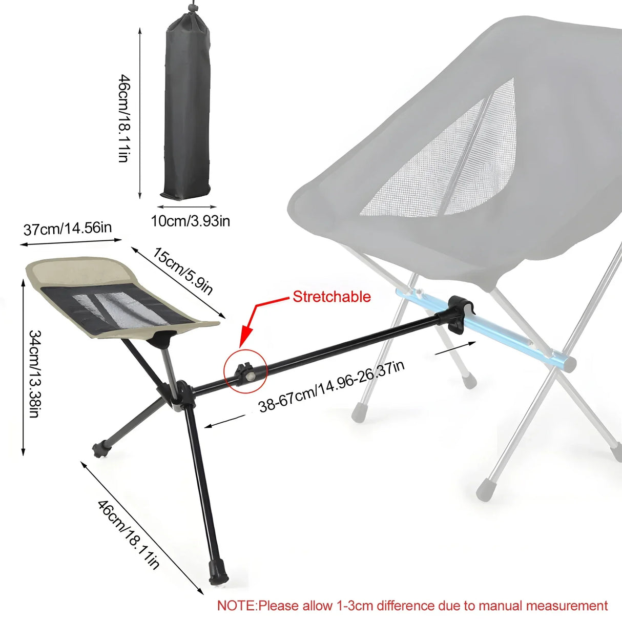 Outdoor Portable Folding Chair Footrest Aluminium Alloy Retractable