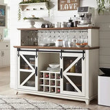 OKD Farmhouse Coffee Bar Cabinet with LED Lights,