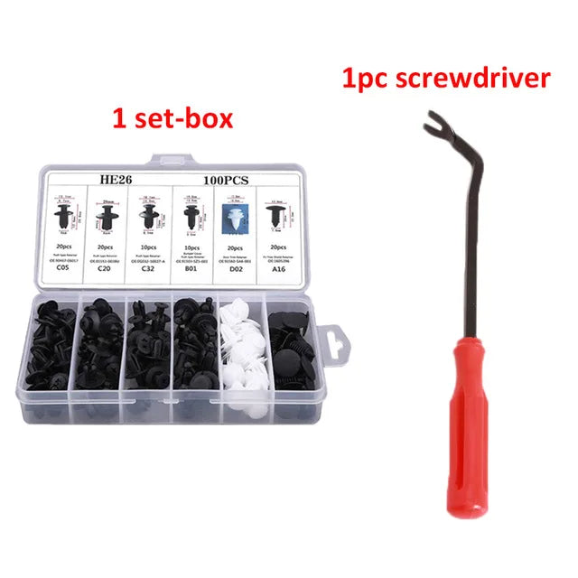 100Pcs Car Plastic Clips Fastener Screws Body Push