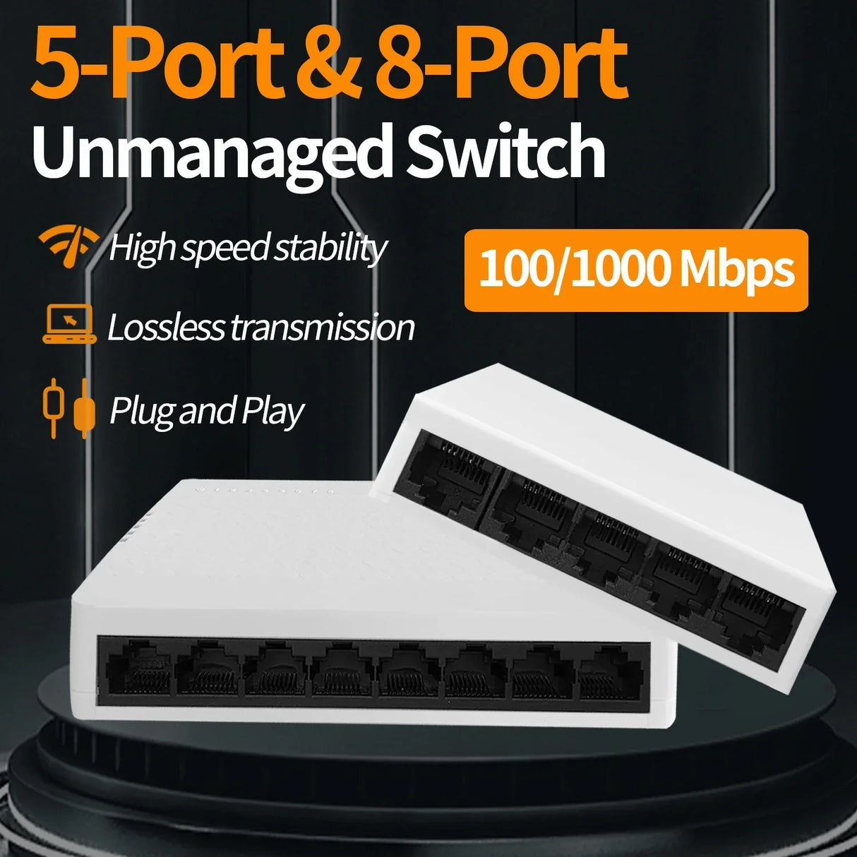 100M /1000M Unmanaged Network Ethernet Switch 5 8Port