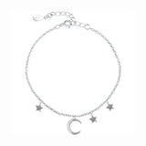 ANENJERY Zircon Moon Star Pendant Chain Bracelets for