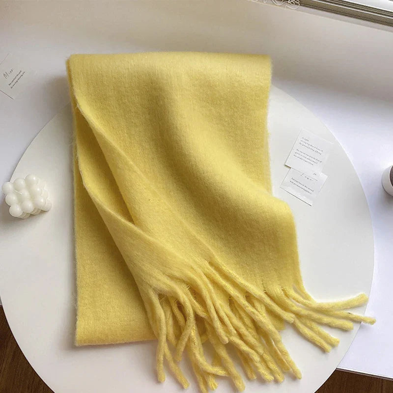 Luxury Cashmere Bright Solid Color Women Scarf Winter