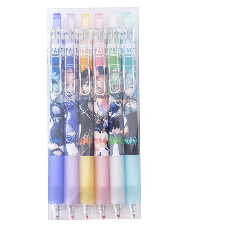 6PCS Cute Game Genshin Impact 0.5mm Gel Pens