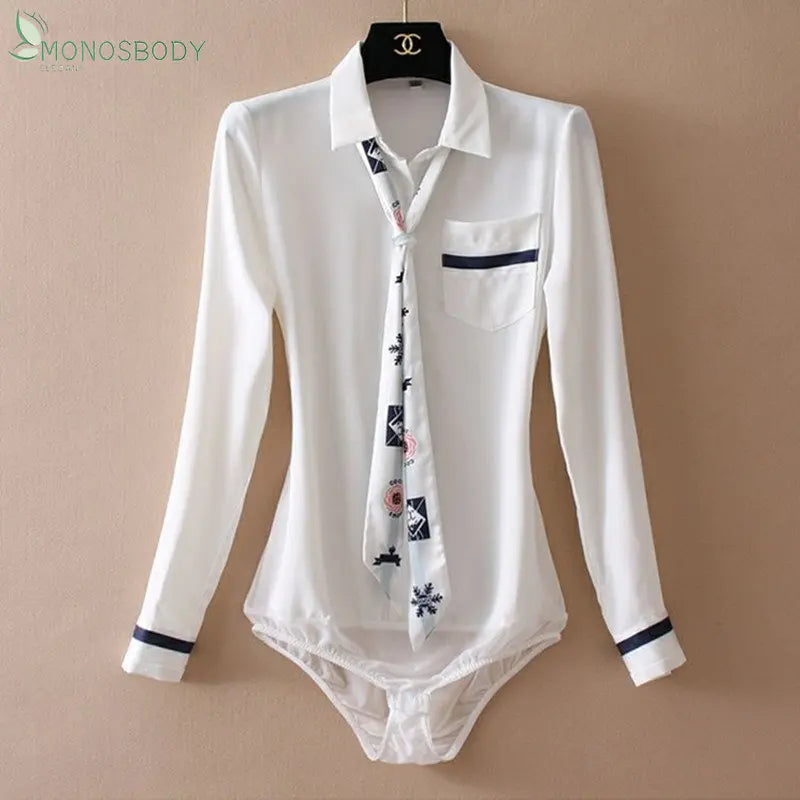 2023 Elegant Printing Bodysuits For Women Bow Tie