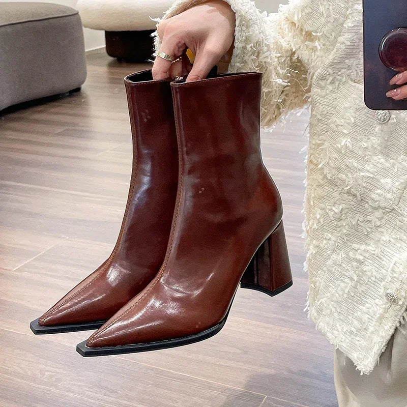 Winter Designer Ankle Boots Fashion Back Zippers Pointed