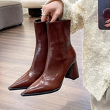 Winter Designer Ankle Boots Fashion Back Zippers Pointed