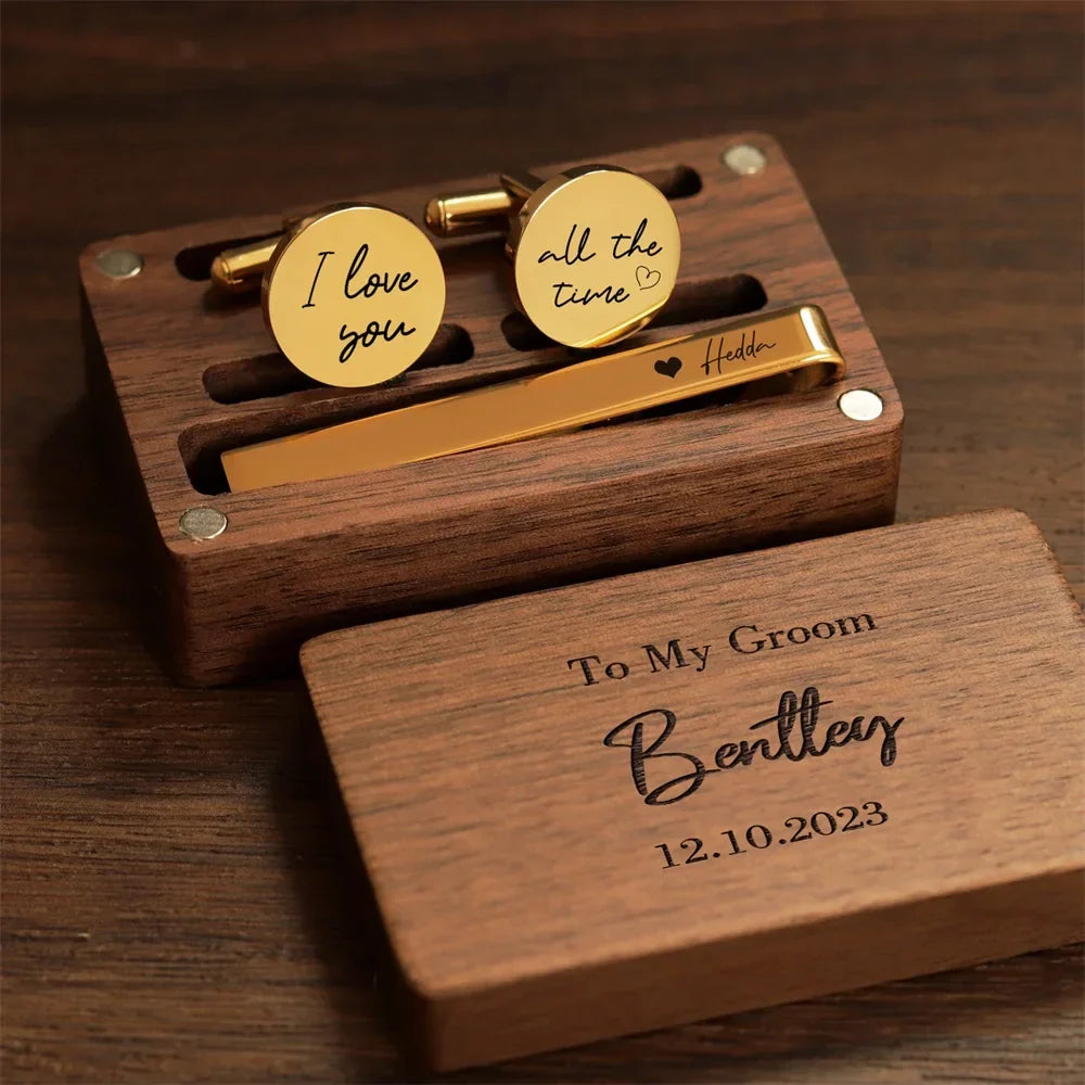 2023 Custom Bridegroom Wedding Cufflinks Sets Personalized Stainless