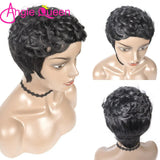99J Burgundy Short Pixie Cut Wigs with Bangs