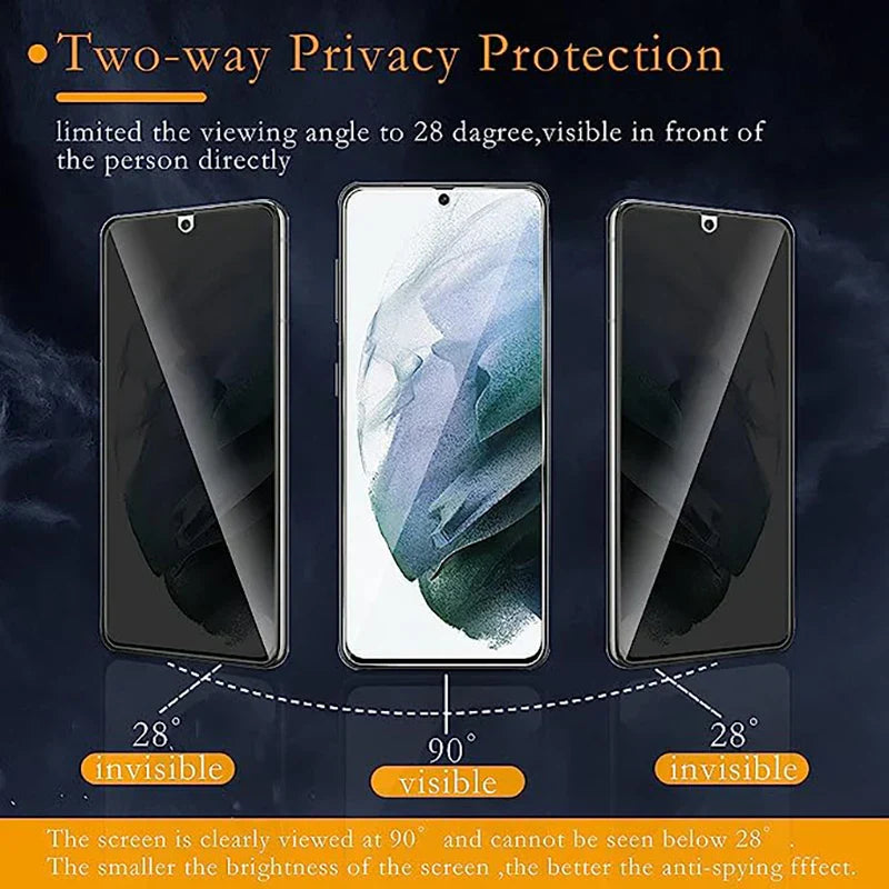 Privacy or HD Tempered Glass For Samsung Galaxy