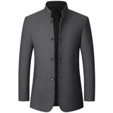 Men Cashmere Blazers Suits Jackets Stand-up Collar Business