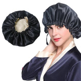 Ladies Satin Nightcap Solid Color Simple Drawstring Adjustable