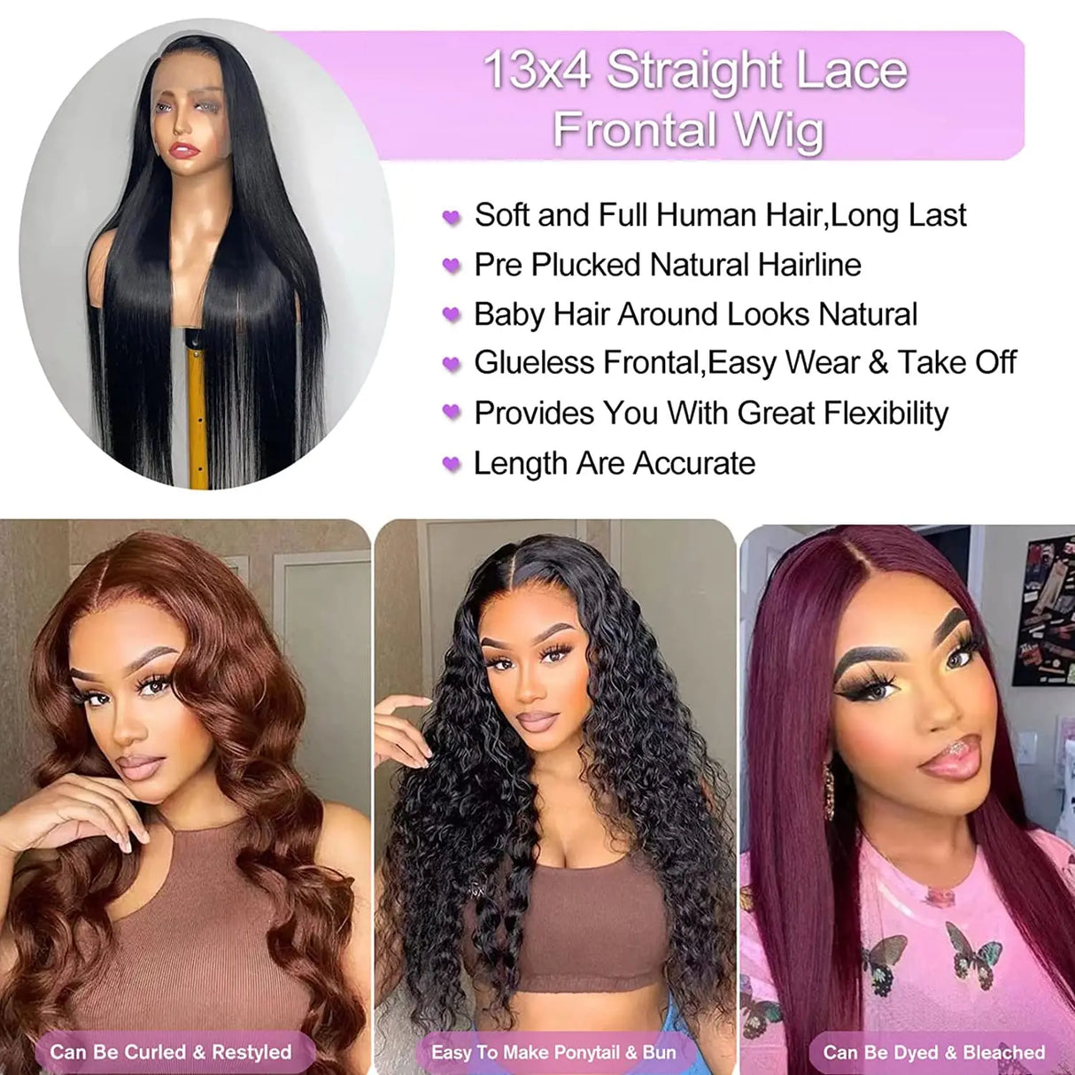 Straight Lace Front Wigs Human Hair 13x4 13x6
