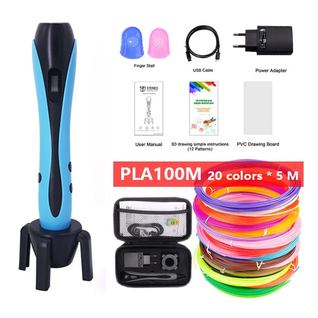 Versatile 3D Printing Pen Set with 20 Vibrant