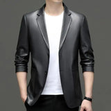 High Quality Men's Suit Leather Coat Spring and