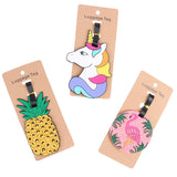 1PC Cute Cartoon Hawaiian Flamingo Silicone Luggage Tag