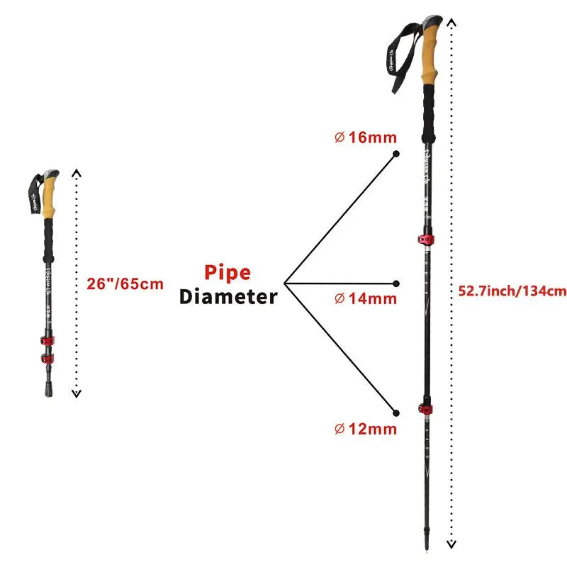 Trekking Poles 2pcs Carbon Fiber Collapsible Telescopic Sticks