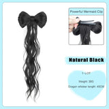 FORLISEE Bowknot Halftie High Ponytail Wig Clip Hair