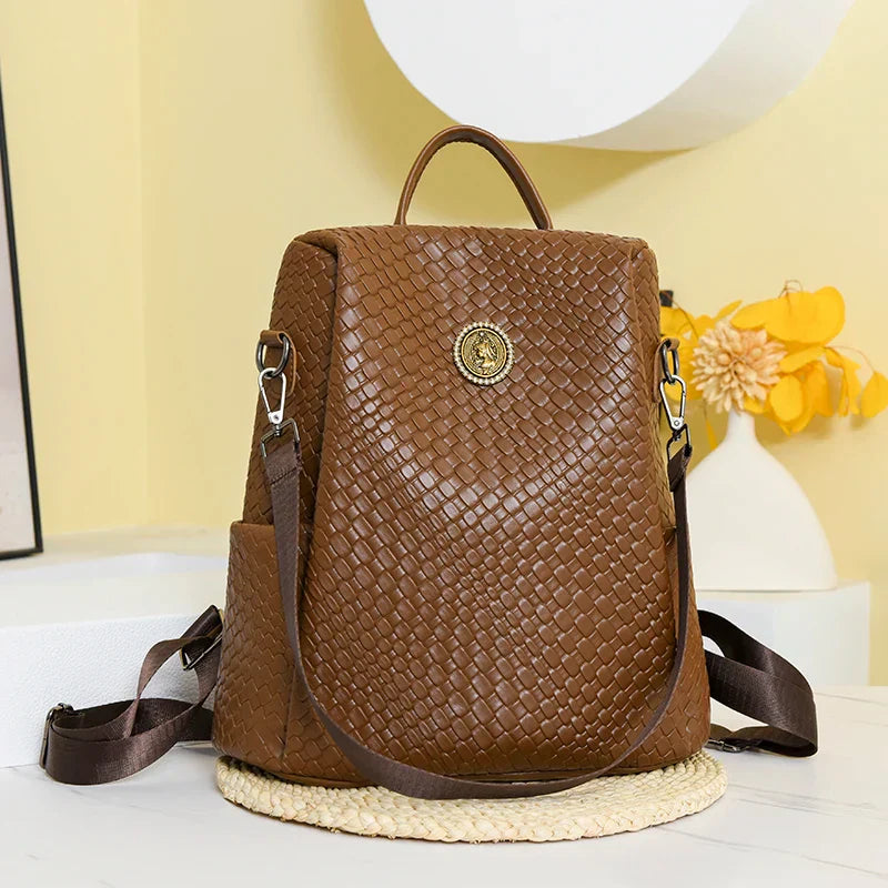 Fashion Rivet Decoration Backpack Women Small Square Plaid