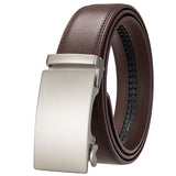 Plyesxale Brown Leather Belt Men 2024 Automatic Buckle