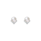 999 Sterling Silver V-shaped Inlaid Zircon Natural Pearls