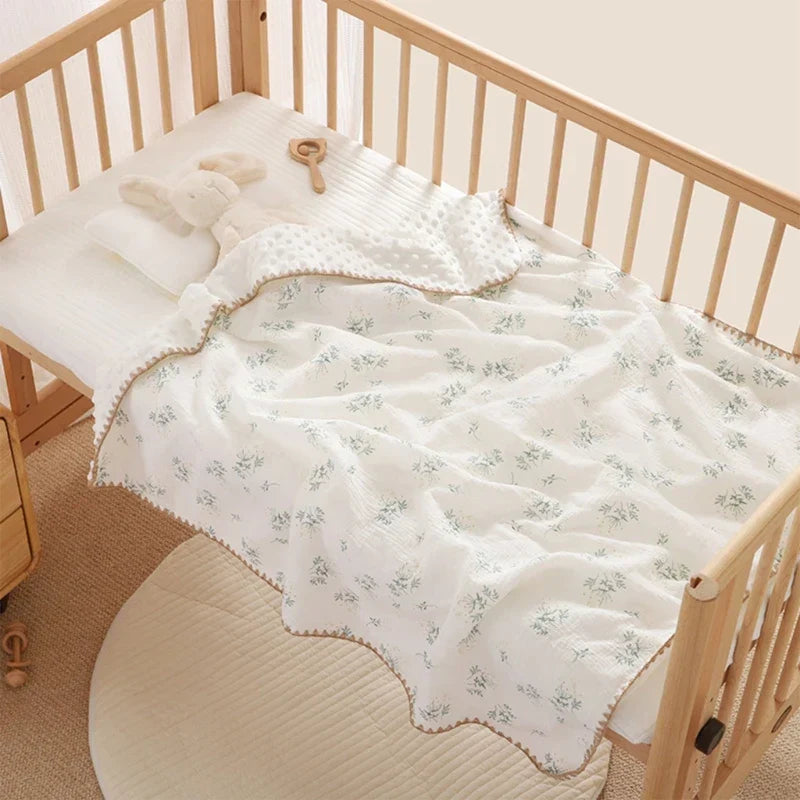 3D Minky Dot Baby Blanket Newborn Cotton Gauze