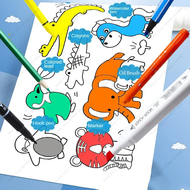 Kids Drawing Roll DIY Sticky Color Filling Paper