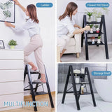 3 Step Folding Step Stool Anti-slip Wide Pedal