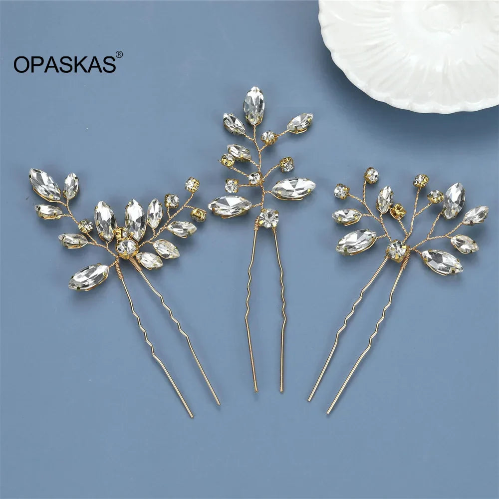 Bride Hairpins Wedding Hair Accessories Trendy Crystal U-shaped