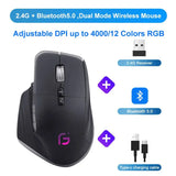 KuWFi Rechargeable Wireless Mouse Silent Gaming Mouse 2.4G&Bluetooth