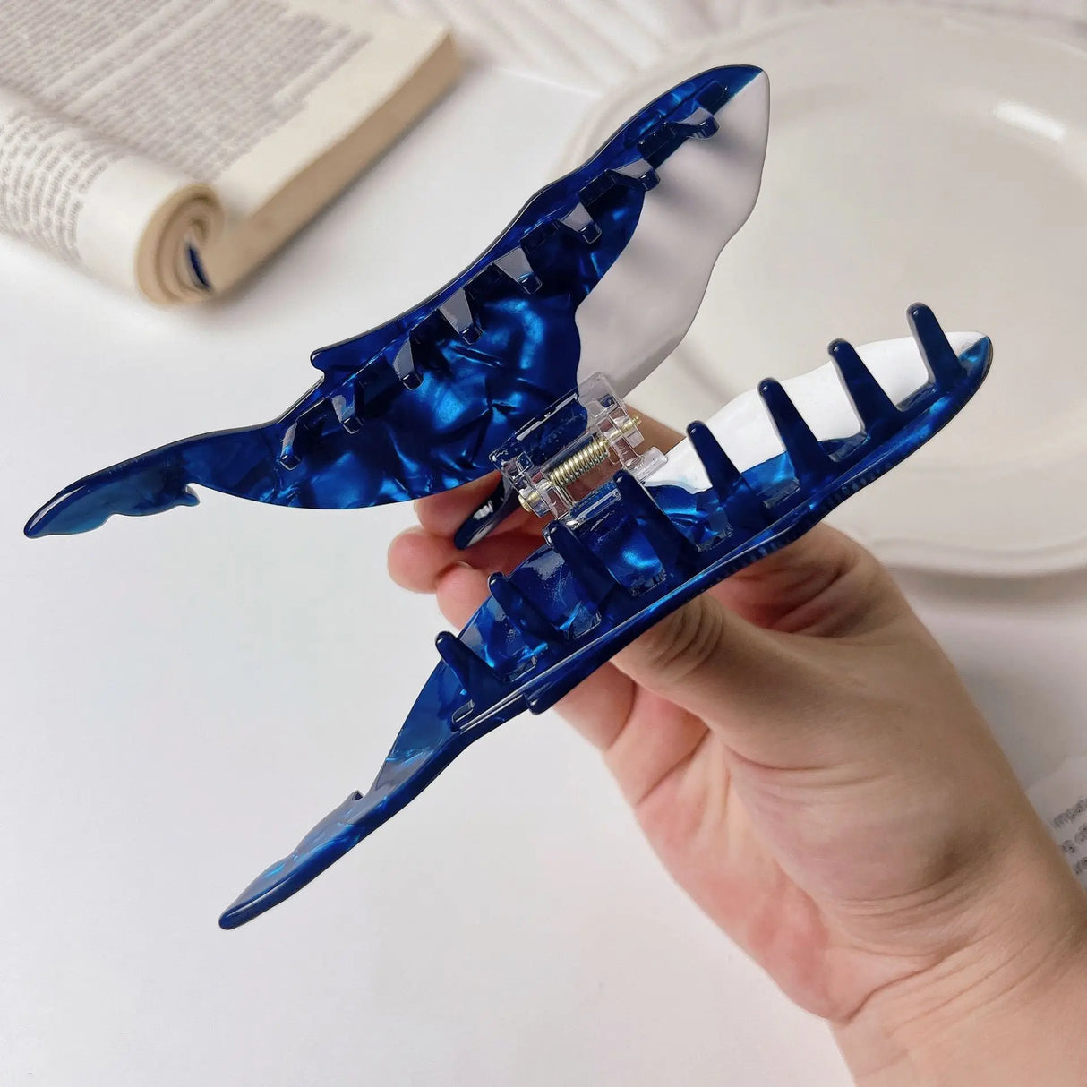 Blue Whale Hair Claw Acetate Hair Clips For