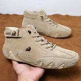 Leather Casual Sneakers for Men Motorcycle Shoes 2023