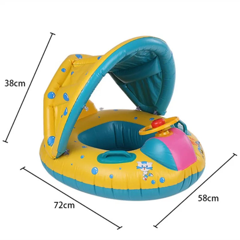 Baby Swimming Ring Sunshade Pool Float Unicorn Inflatable