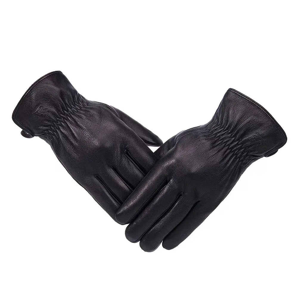 New men's 100% sheepskin gloves, deer skin pattern