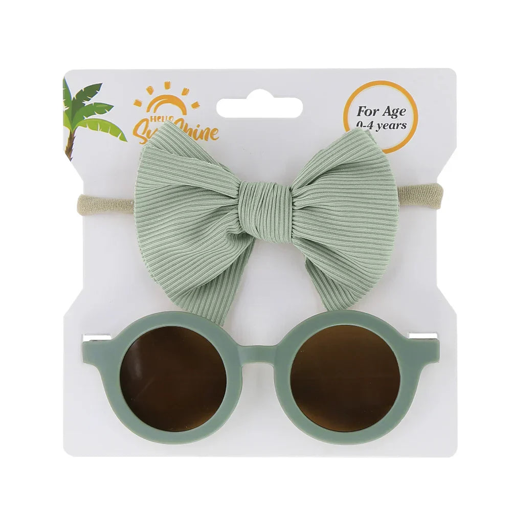 2Pcs/Set Baby Round Sunglasses Children Vintage Sun glasses