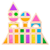 Kid Montessori Wooden Toy Rainbow Stacking Acrylic Block