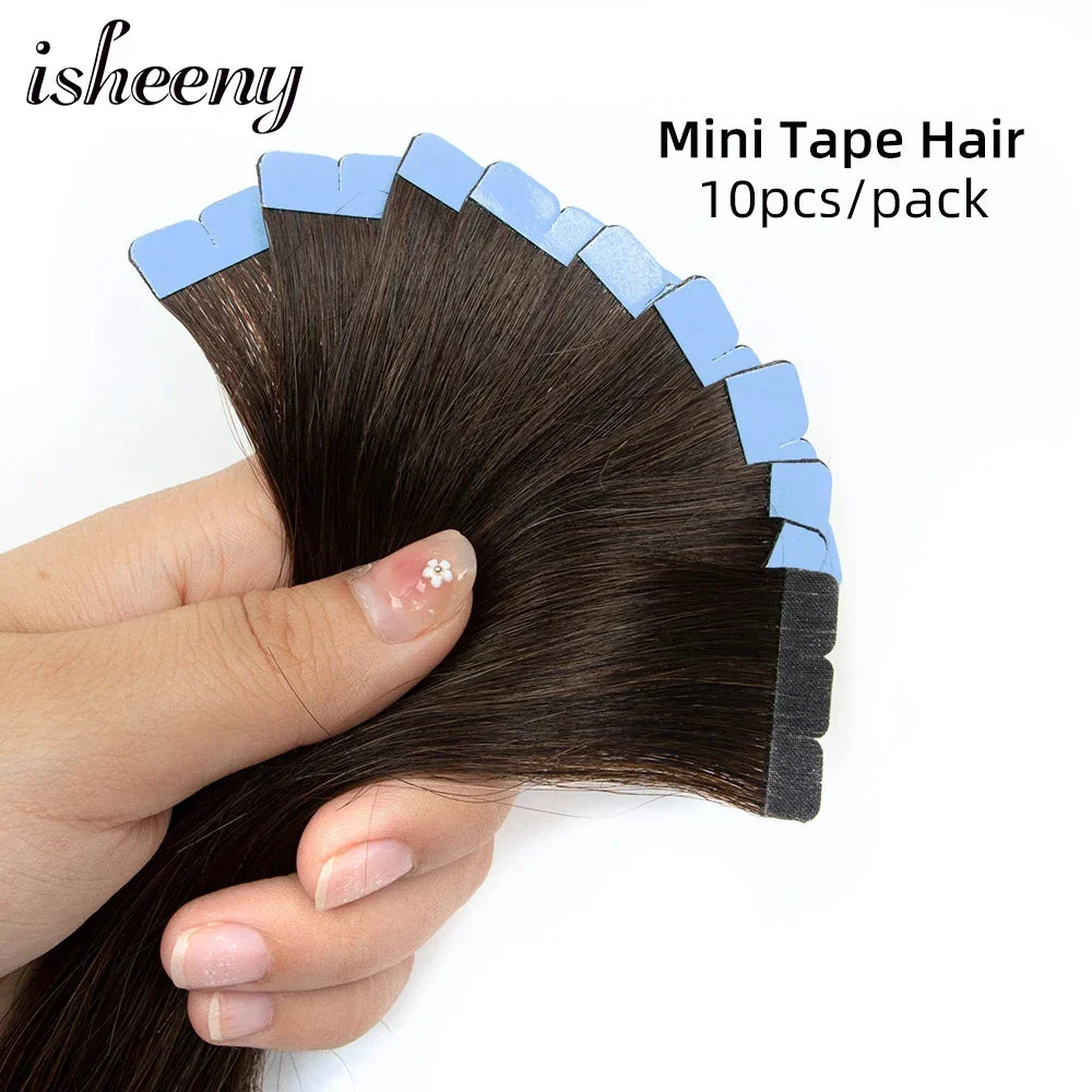 Isheeny Mini Tape Hair Extensions 12"-24" Machine Remy