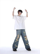 REDDACHIC Men's Torn Ripped Baggy Jeans Hiphop Loose