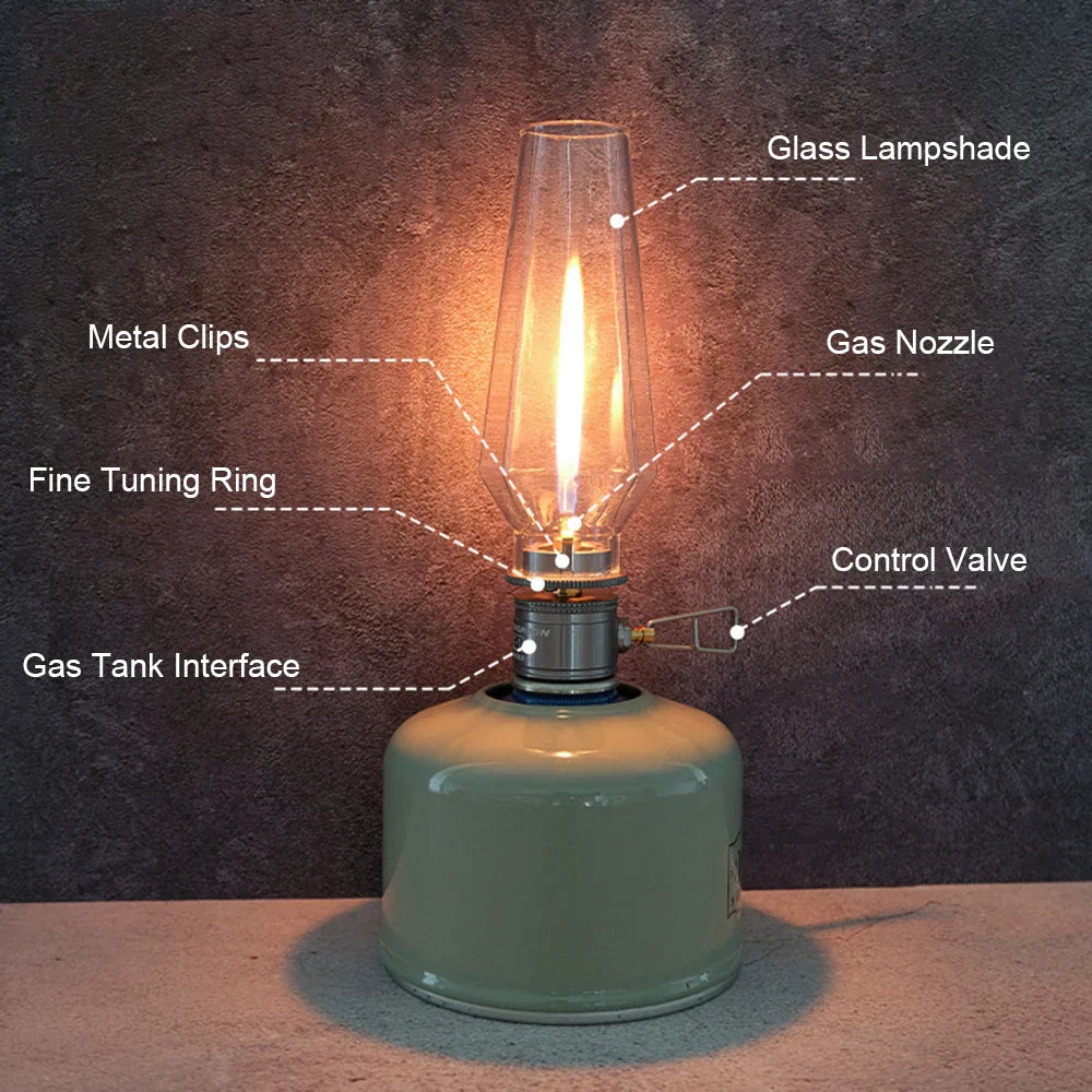 Outdoor Gas Candle Lamp Tent Lantern Camping Tourist