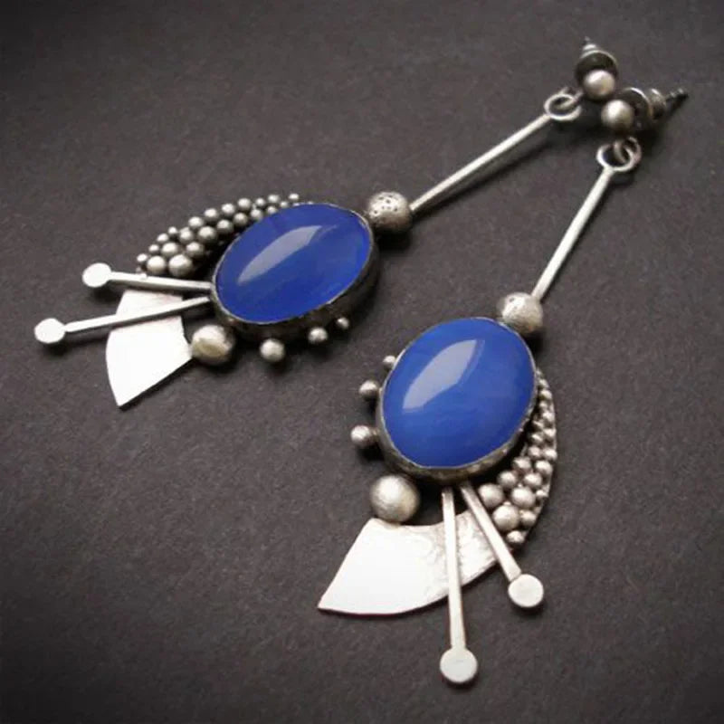 Bohemian Water Drop Blue Stone Earrings for Women