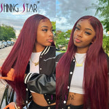 Peruvian Burgundy 13×6 Lace Front Wig 99J Red Colored Straight 13x4 Lace Frontal Wig Human Hair Pre-Plucked Transparent Lace Wig