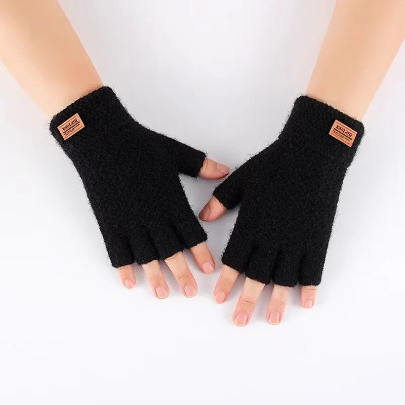 Men Winter Fingerless Gloves Half Finger Writting Office
